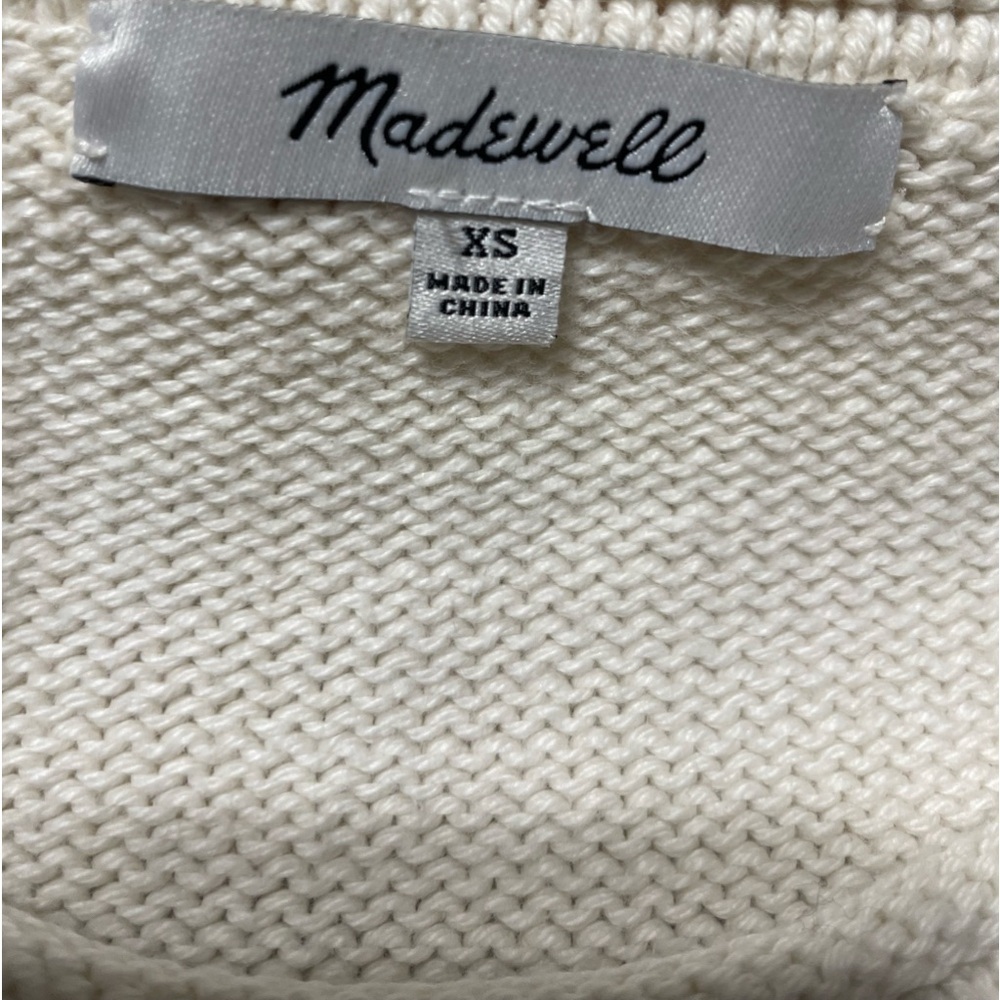 Madewell Conway Pullover Sweater Cream With Green Stripes Size XS - Picture 11 of 13